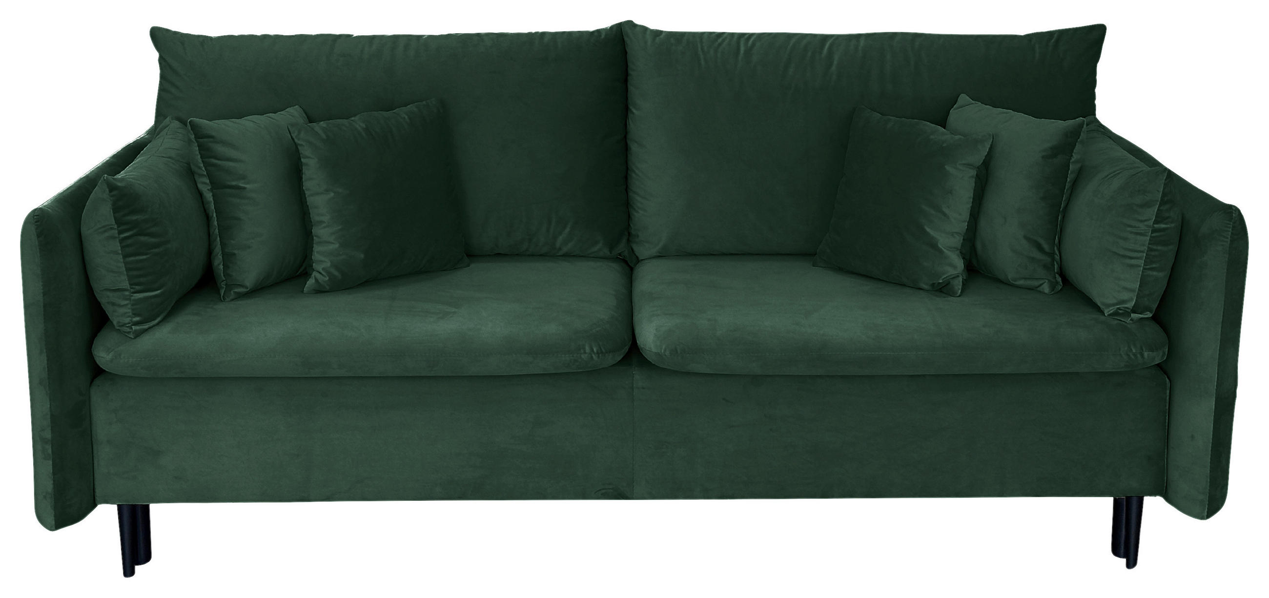 SCHLAFSOFA Velours Grün  - Schwarz/Grün, Design, Holz/Kunststoff (220/96/102cm) - MID.YOU
