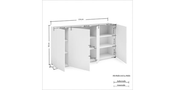 SIDEBOARD Weiß Hochglanz Einlegeböden  - Eichefarben/Weiß Hochglanz, Design, Holzwerkstoff/Kunststoff (174/92/40cm) - Xora