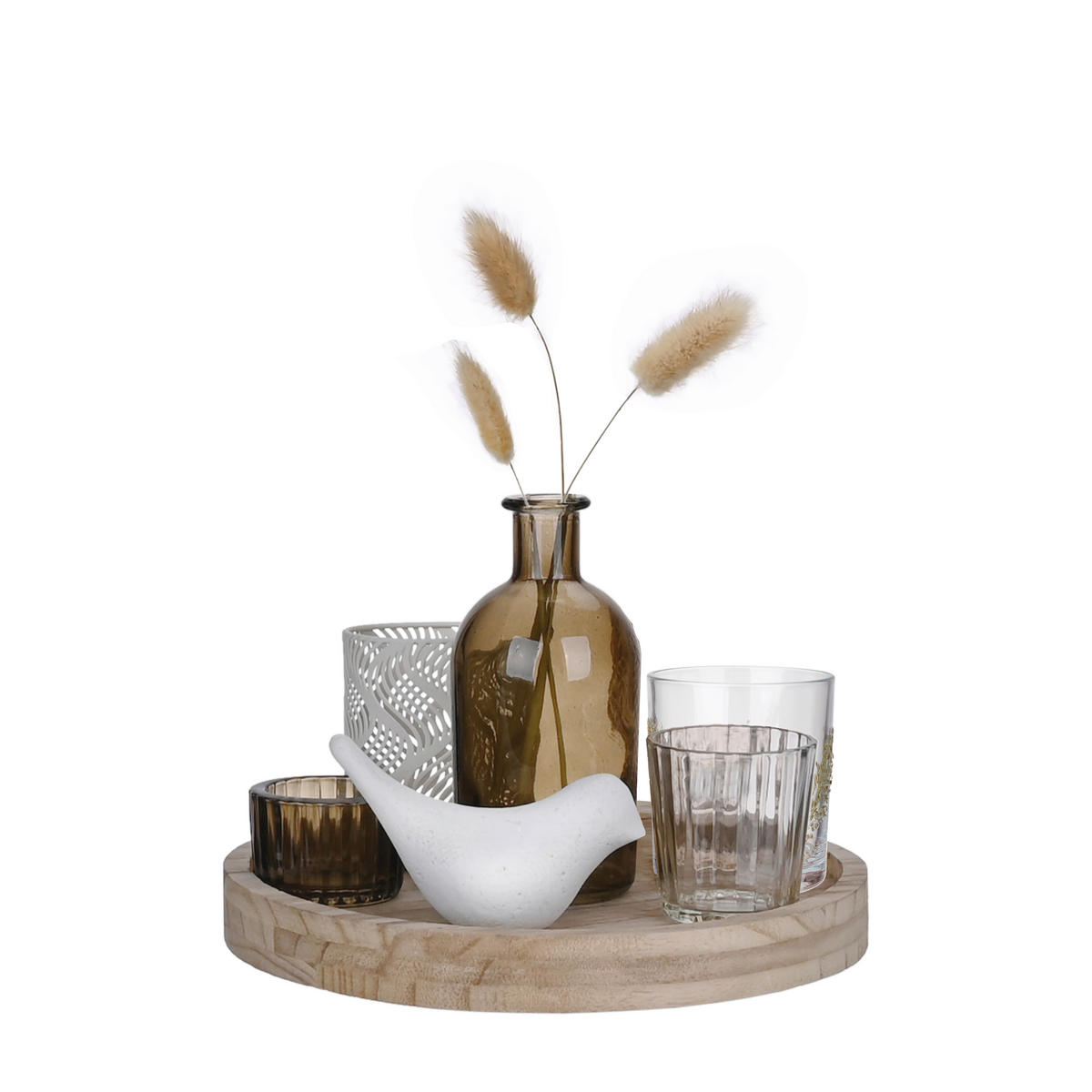 SET SVEĆNJAKA  drvo, metal, staklo, kamen, prirodni materijali  - višebojna, Lajfstajl, kamen/staklo (22/15cm) - Ambia Home