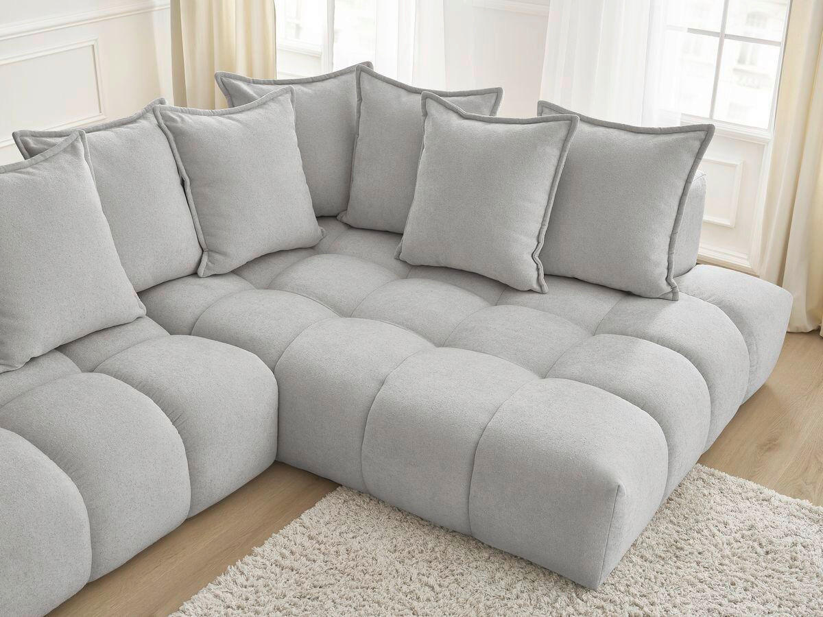 ECKSOFA Ottomane rechts  EVEREST Hellgrau Struktur  - Hellgrau/Schwarz, MODERN, Kunststoff/Textil (352/210cm)