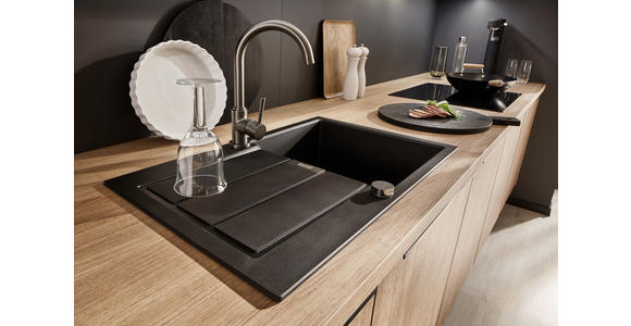 EINBAUKÜCHE   - Eichefarben/Graphitfarben, Design, Holzwerkstoff - Xora