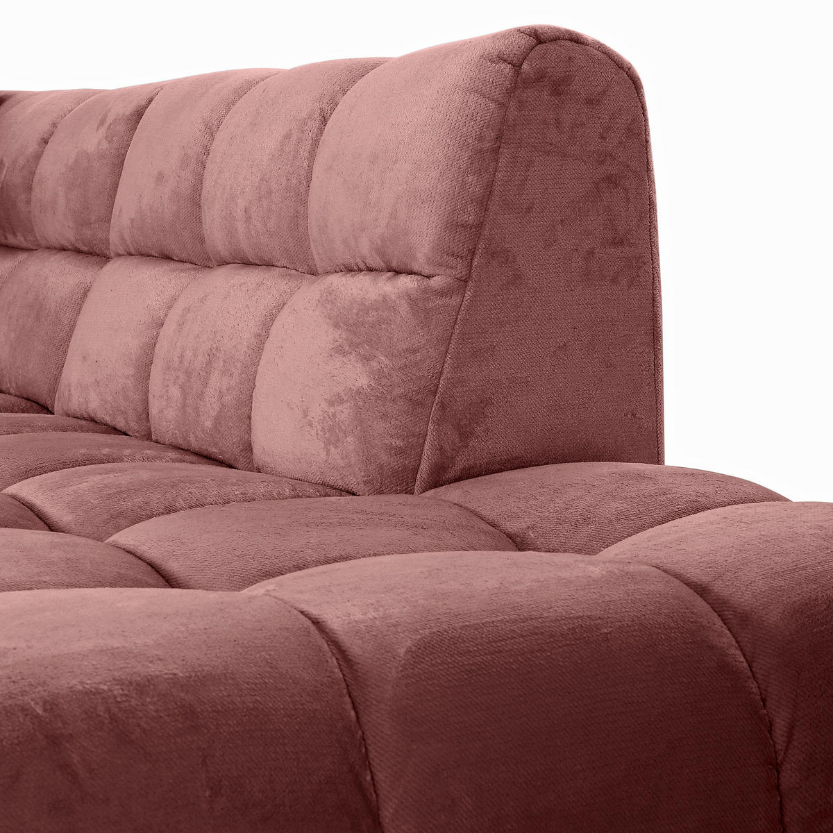 HÖRNSOFFA i plysch rosa  - svart/rosa, Klassisk, textil/plast (155/282cm) - MID.YOU