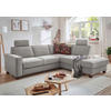 ECKSOFA in Chenille, Flachgewebe Hellgrau  - Nussbaumfarben/Hellgrau, Konventionell, Holz/Textil (236/213cm) - Sit & More
