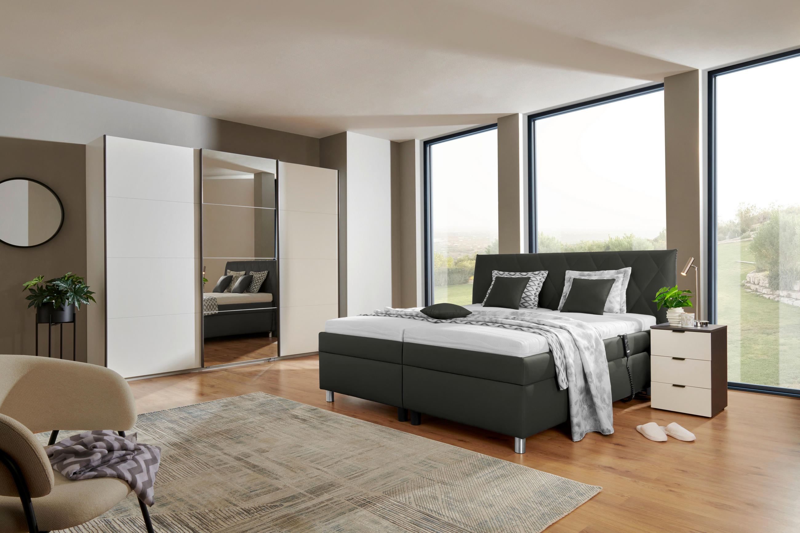 POLSTERBETT 180/200 cm  in Grau  - Weiss/Silberfarben, Konventionell, Holz/Textil (180/200cm) - Esposa
