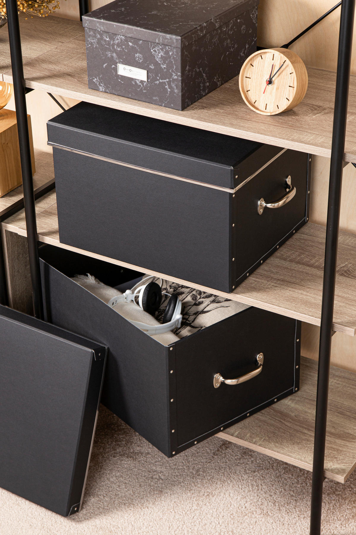 AUFBEWAHRUNGSBOX    51/38/28.5 cm  - Schwarz, Basics, Karton/Papier (51/38/28.5cm)