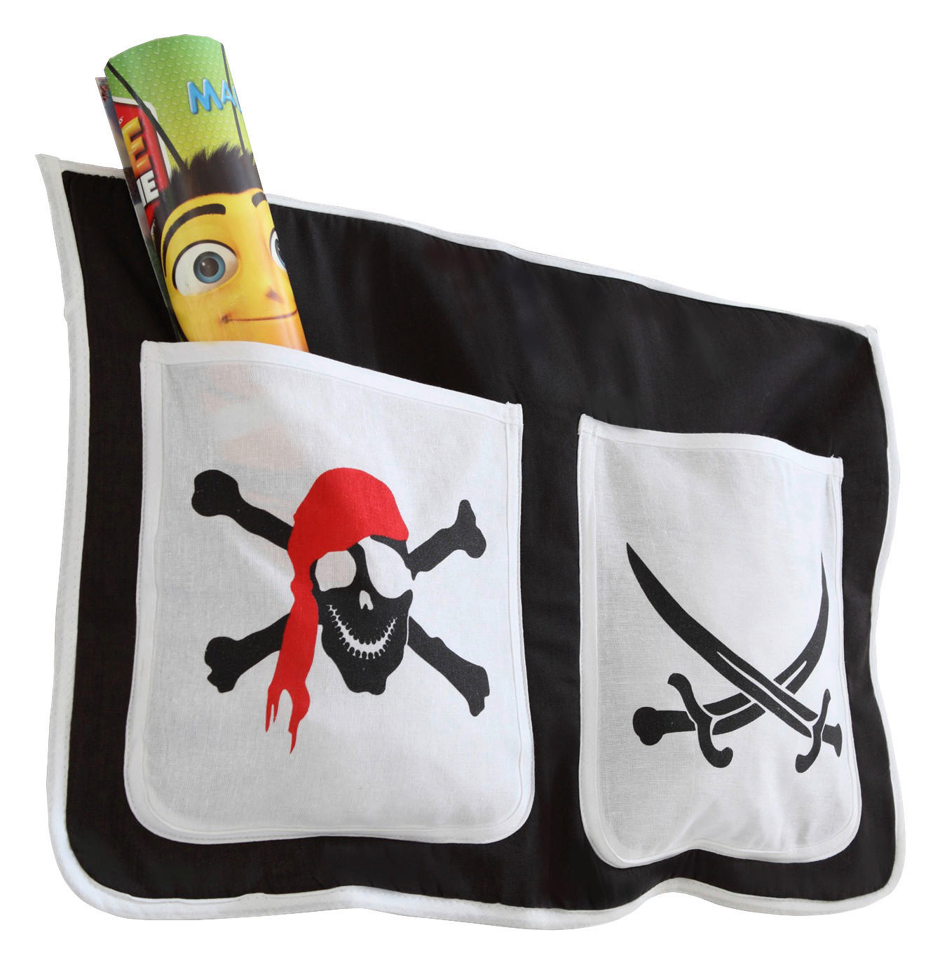 BETTTASCHE - Schwarz/Weiß, KONVENTIONELL, Textil (56/32/2cm) - MID.YOU