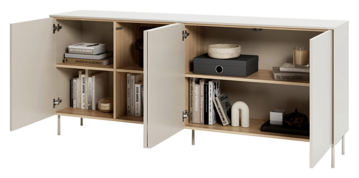 SIDEBOARD 195/83/41 cm Eichefarben, Kaschmir  195/83/41 cm  - Kaschmir/Eichefarben, MODERN, Glas/Holzwerkstoff (195/83/41cm) - Carryhome
