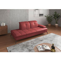 RÉCAMIERE Rot Kombination Echtleder/Stoff Vliesstoff  inkl. Armteilverstellung, Sitztiefenverstellung  - Rot/Schwarz, KONVENTIONELL, Leder/Textil (231/90/122cm) - Sit & More