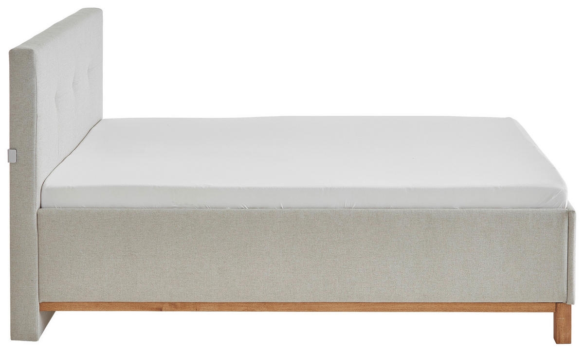 POLSTERBETT 140/200 cm  in Sandfarben  - Sandfarben/Eichefarben, MODERN, Holz/Textil (140/200cm) - Livetastic