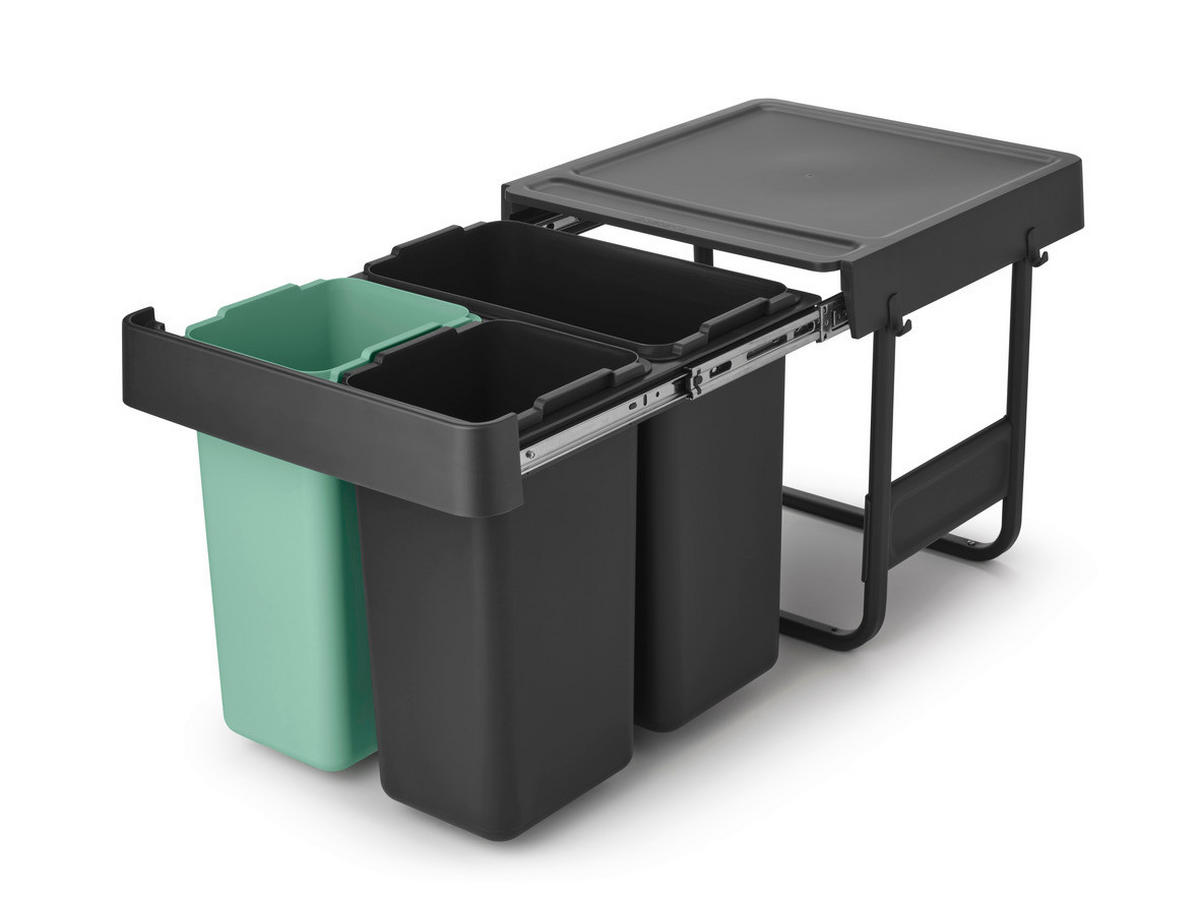 VGRADNI KOŠ ZA SMETI - zelena/antracit, Basics, umetna masa (40,4/39,6/48,1cm) - Brabantia