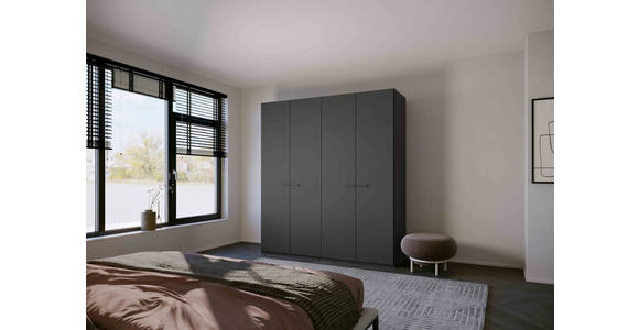 DREHTÜRENSCHRANK 201/223/60 cm 4-türig Graphitfarben - Graphitfarben, Trend, Glas/Holzwerkstoff (201/223/60cm) - Novel
