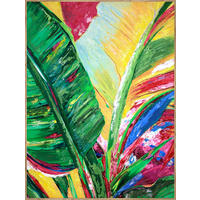 ÖLGEMÄLDE Landschaft & Natur, Palmen, Pflanzen, Zeichnung, Blätter 60/80 cm  - Eichefarben/Multicolor, Trend, Holzwerkstoff/Textil (60/80cm) - Monee