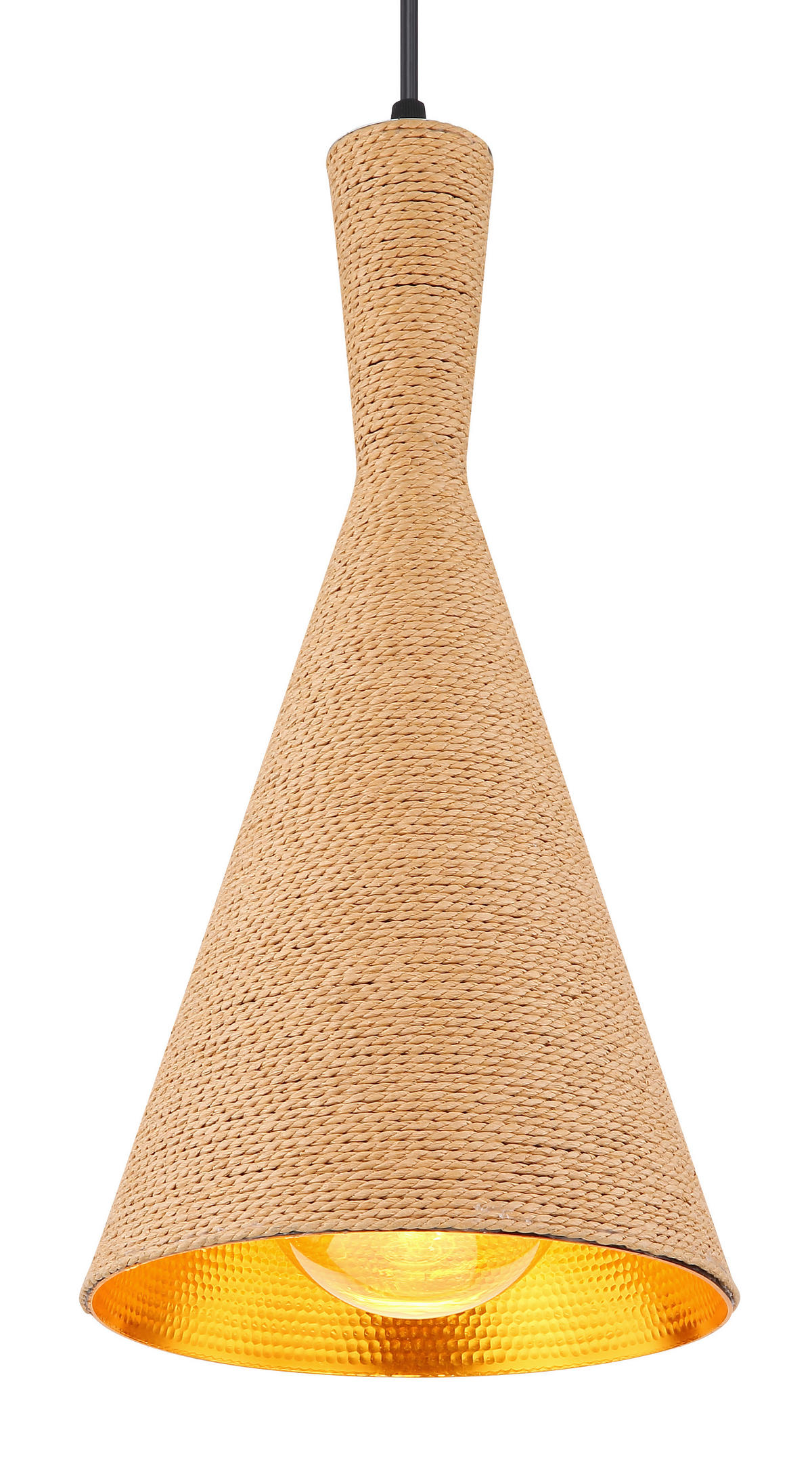 HÄNGELEUCHTE 19/140 cm   - Goldfarben/Schwarz, Basics, Textil/Metall (19/140cm) - Globo