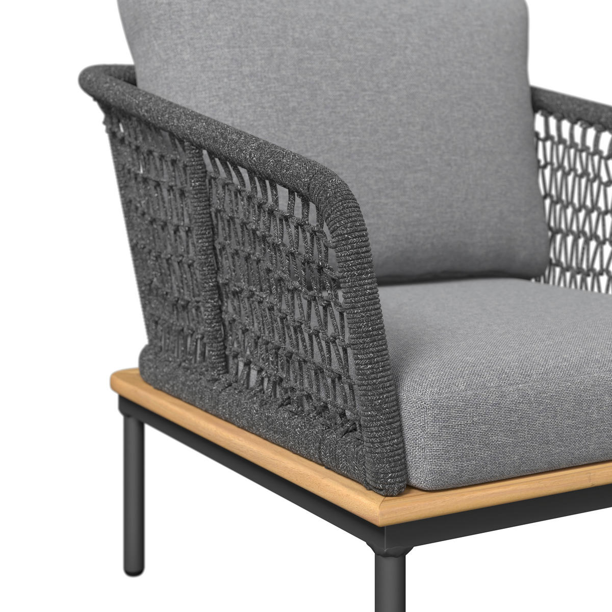 KERTI BÚTORSZETT  - akáciaszínű/antracit, Modern, textil/fa - Ambia Garden