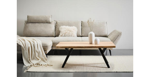 COUCHTISCH Akazie massiv 115/70/45 cm rechteckig Akaziefarben  - Schwarz/Akaziefarben, LIFESTYLE, Holz/Metall (115/70/45cm) - Landscape