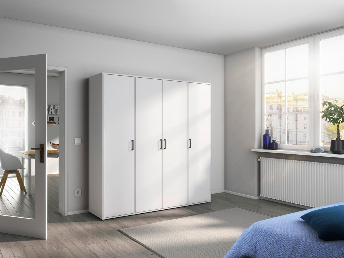 DREHTÜRENSCHRANK 187/194/53 cm 4-türig Weiß  - Weiß/Grau, MODERN, Holzwerkstoff/Kunststoff (187/194/53cm) - Rauch Möbel