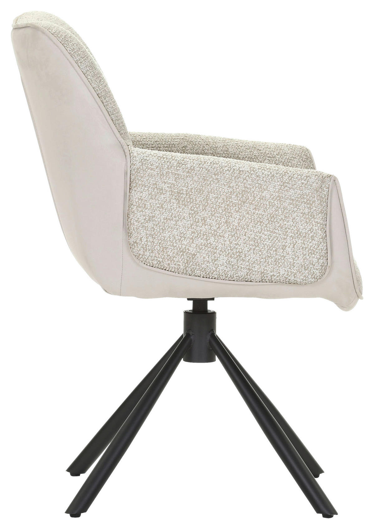 ARMLEHNSTUHL  Wippfunktion, Sitzfläche 360° drehbar, automatische Rückholfunktion Chenille, Mikrofaser  Beige  - Beige/Schwarz, Design, Textil/Metall (62/87/64cm) - Novel