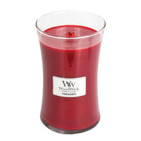 DIŠEČA SVEČA - rdeča, Basics, steklo/les (10/18/10cm) - WoodWick