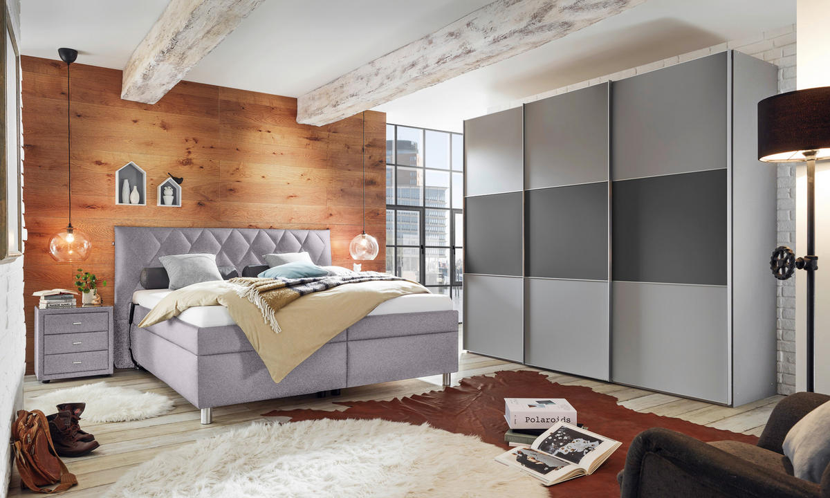 POLSTERBETT 160/200 cm  in Grau  - Weiss/Silberfarben, Konventionell, Holz/Textil (160/200cm) - Esposa