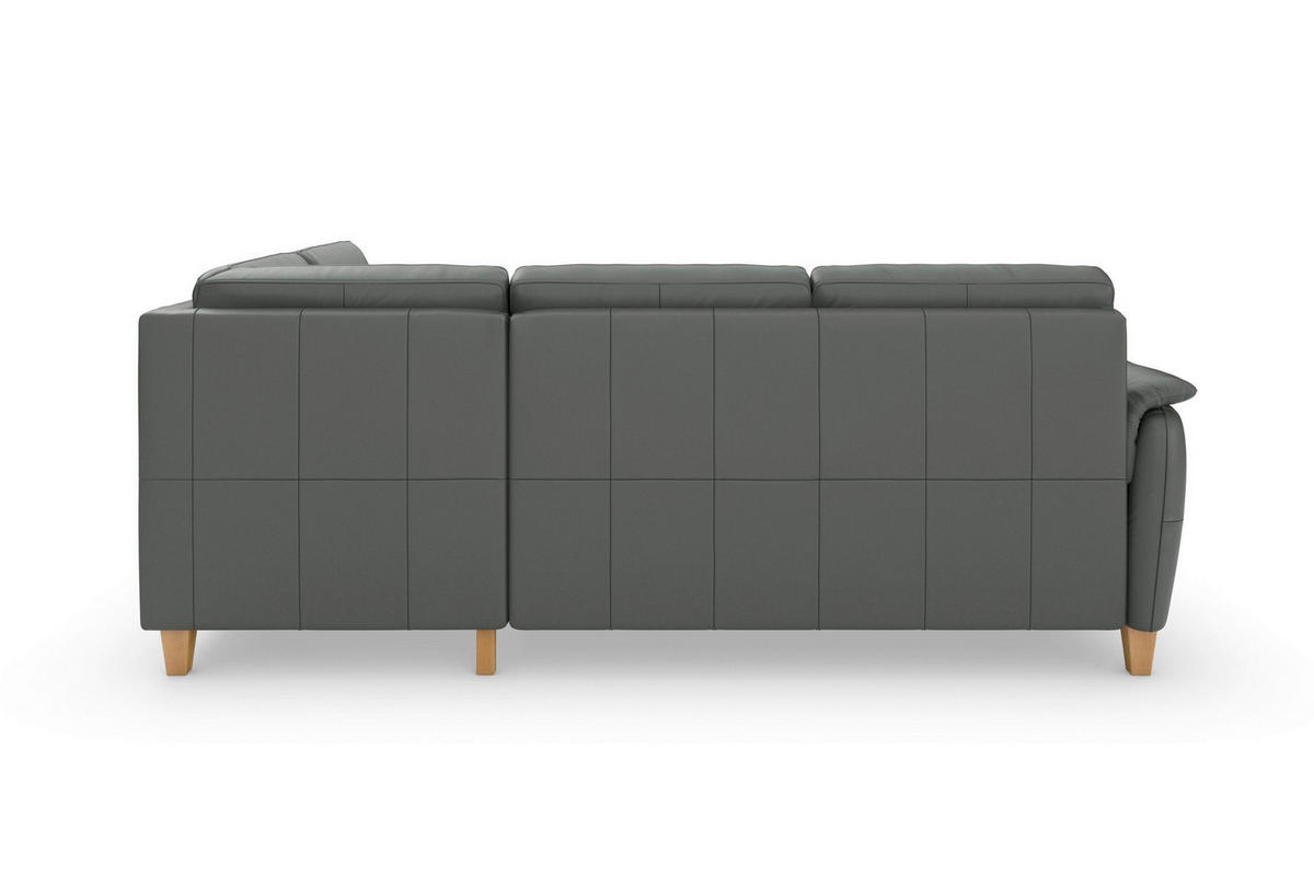 ECKSOFA PALMERA E in Echtleder Anthrazit  236/212 cm  - Eichefarben/Anthrazit, Basics, Leder/Holz (236/212cm) - Sit & More