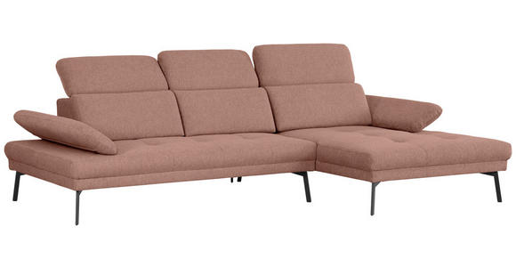 ECKSOFA Ottomane rechts, Eckteil  More_LZ Kupferfarben Webstoff  - Schwarz/Kupferfarben, Design, Textil/Metall (296/188cm) - Xora
