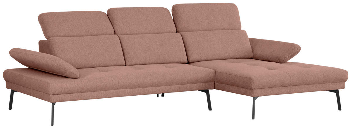 ECKSOFA Ottomane rechts, Eckteil  More_LZ Kupferfarben Webstoff  - Schwarz/Kupferfarben, Design, Textil/Metall (296/188cm) - Xora
