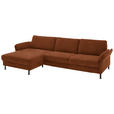 ECKSOFA  in Chenille, Flachgewebe Rostfarben  175/316 cm  - Rostfarben/Schwarz, Design, Textil/Metall (175/316cm) - Dieter Knoll