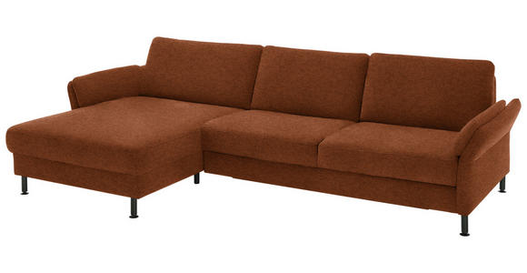 ECKSOFA  in Chenille, Flachgewebe Rostfarben  175/316 cm  - Rostfarben/Schwarz, Design, Textil/Metall (175/316cm) - Dieter Knoll