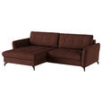 ECKSOFA in Flachgewebe, Leinenoptik Rotbraun  - Rotbraun/Schwarz, Design, Textil/Metall (170/242cm) - Xora