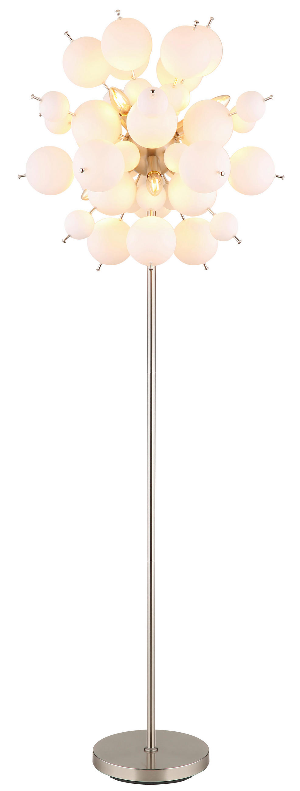 ÁLLÓLÁMPA - nikkelszínű, Design, Üveg/fém (55/155cm) - Globo