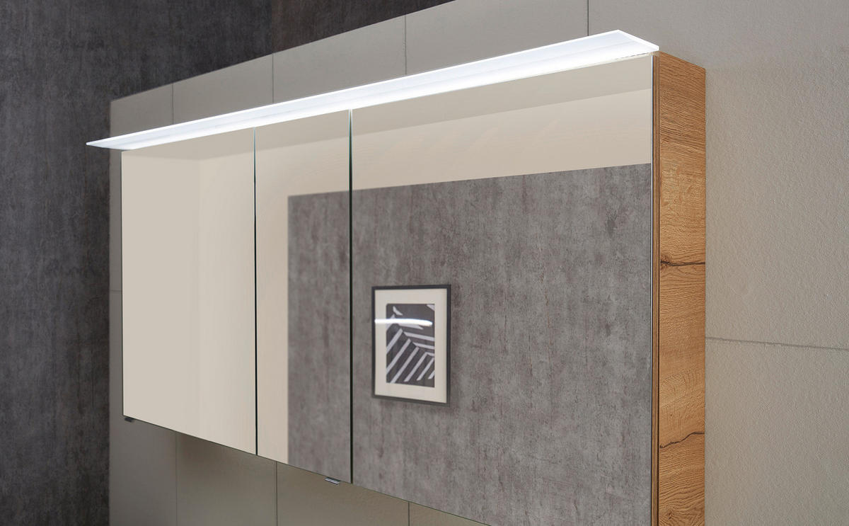 SPIEGELSCHRANK 154/70,9/17,6 cm  - Eiche dunkel/Chromfarben, Design, Glas/Holzwerkstoff (154/70,9/17,6cm) - Sadena