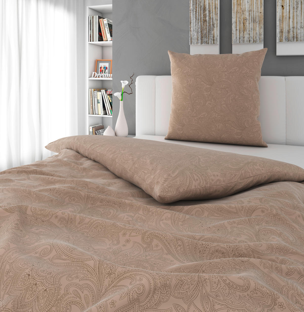 BETTWÄSCHE 2-teilig Satin 155/220 cm  - Beige, Textil (155/220cm) - Novel