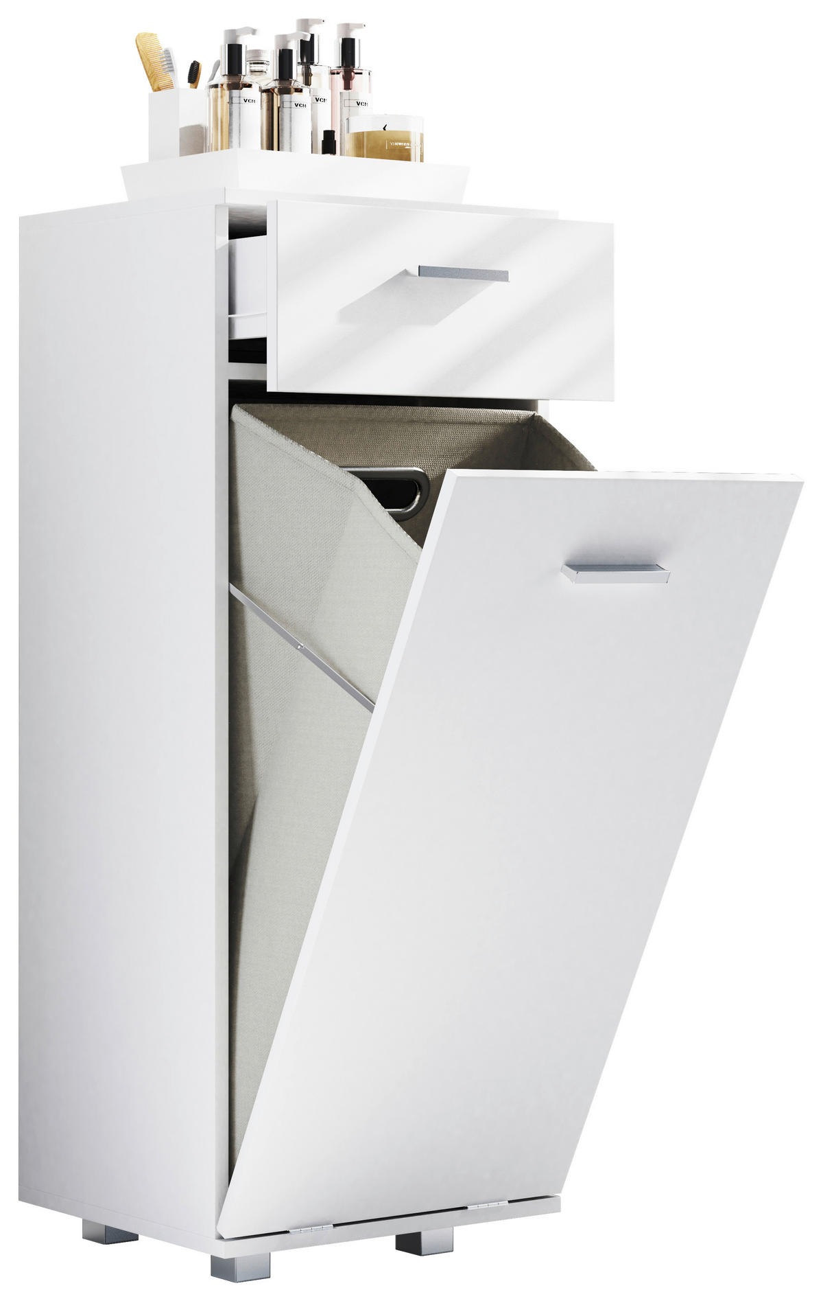 MIDISCHRANK 40/101/35 cm  - Weiss/Silberfarben, Modern, Holzwerkstoff/Kunststoff (40/101/35cm) - MID.YOU