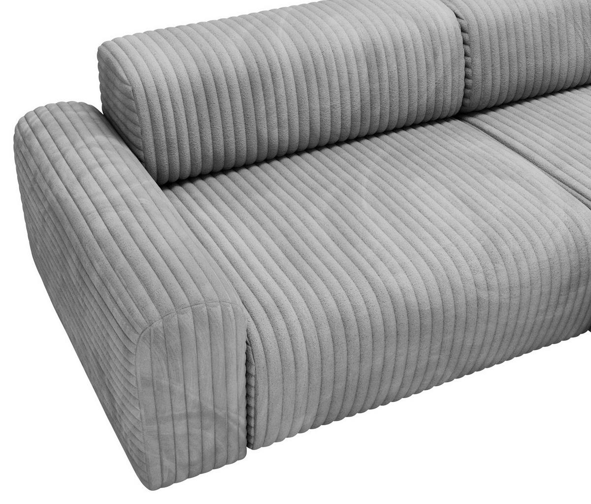 ECKSOFA in Cord Grau  - Schwarz/Grau, Design, Kunststoff/Textil (292/178cm) - Livetastic