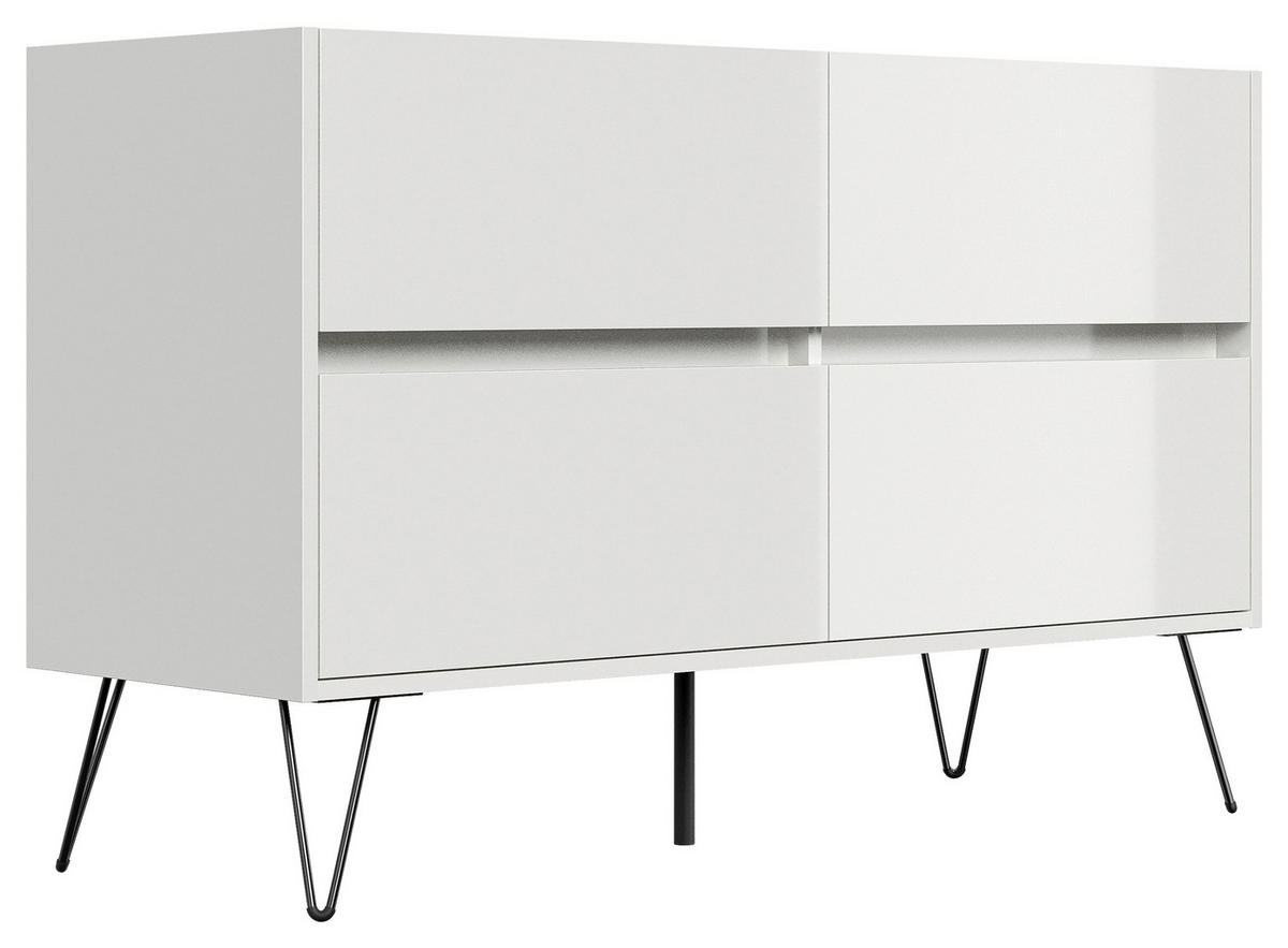 SIDEBOARD Posseik Industrial  in 119/75/42 cm  - Eichefarben/Schwarz, Design, Holzwerkstoff/Metall (119/75/42cm) - P & B