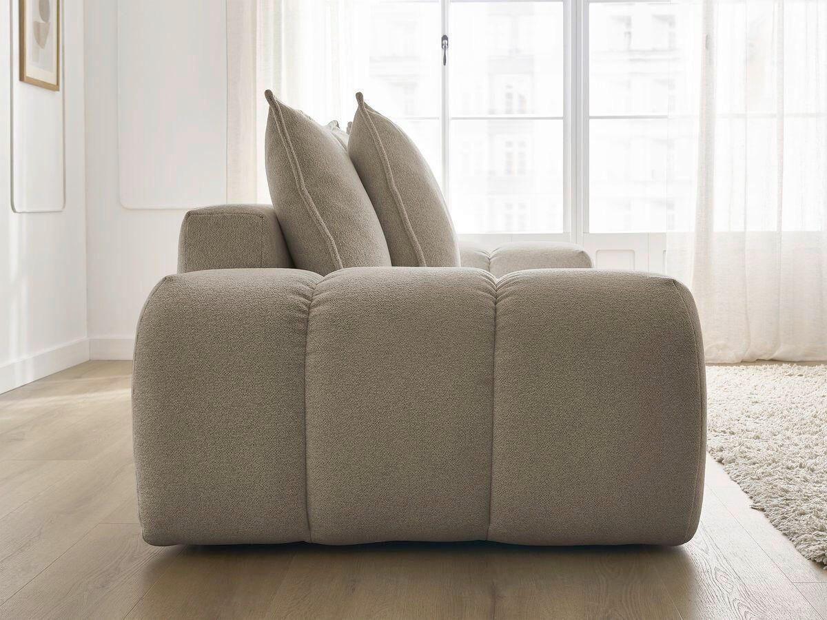 SCHLAFSOFA EVEREST  mit Armteil links, Armteil rechts Flachgewebe Taupe  - Taupe/Schwarz, MODERN, Kunststoff/Textil (278/115/90cm) - Livetastic