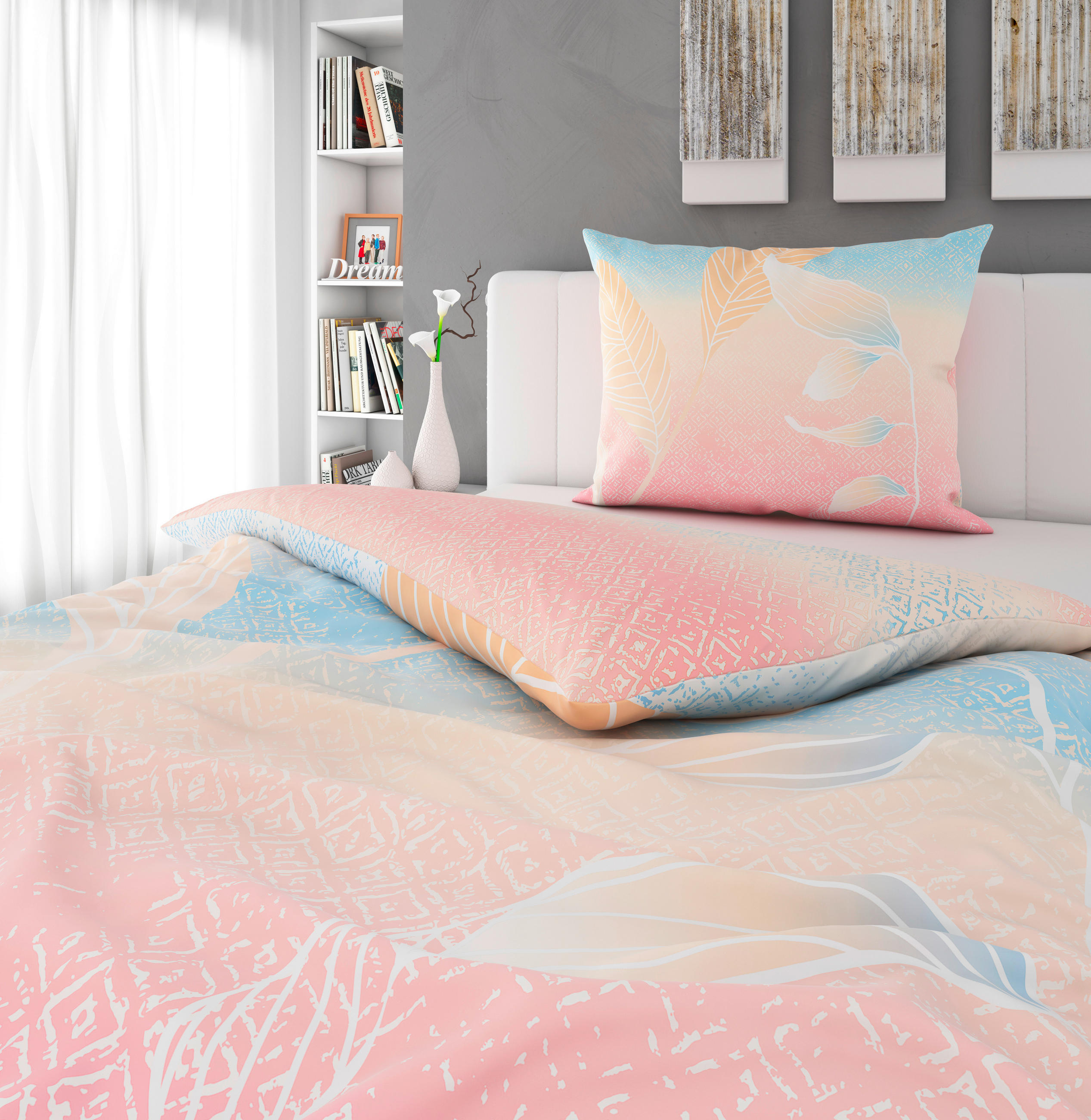 WENDEBETTWÄSCHE 140/200 cm - Hellrosa/Hellblau, Trend, Textil (140/200cm) - Esposa