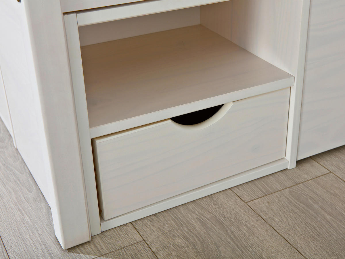 STAURAUMBETT 140/190 cm  in Weiss   - Weiss/Naturfarben, Modern, Holz (140/190cm) - MID.YOU