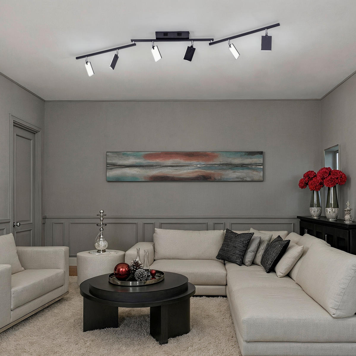 LED ZÁŘIČ, 161/104/34 cm - černá, Design, kov/plast (161/104/34cm)