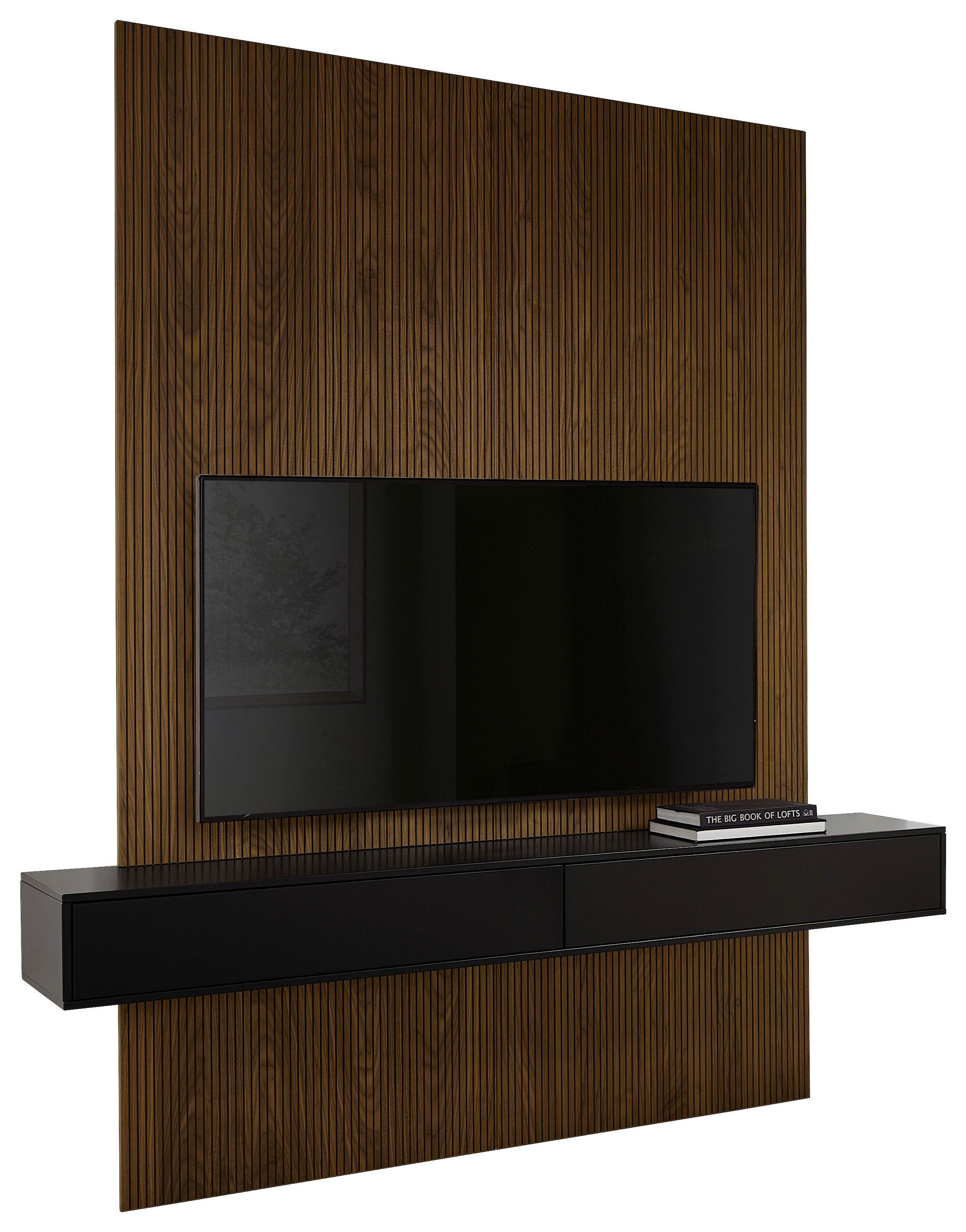 WOHNWAND  in Schwarz 183,2/233,3/39,6 cm  - Schwarz, Design, Holzwerkstoff (183,2/233,3/39,6cm) - Invivus