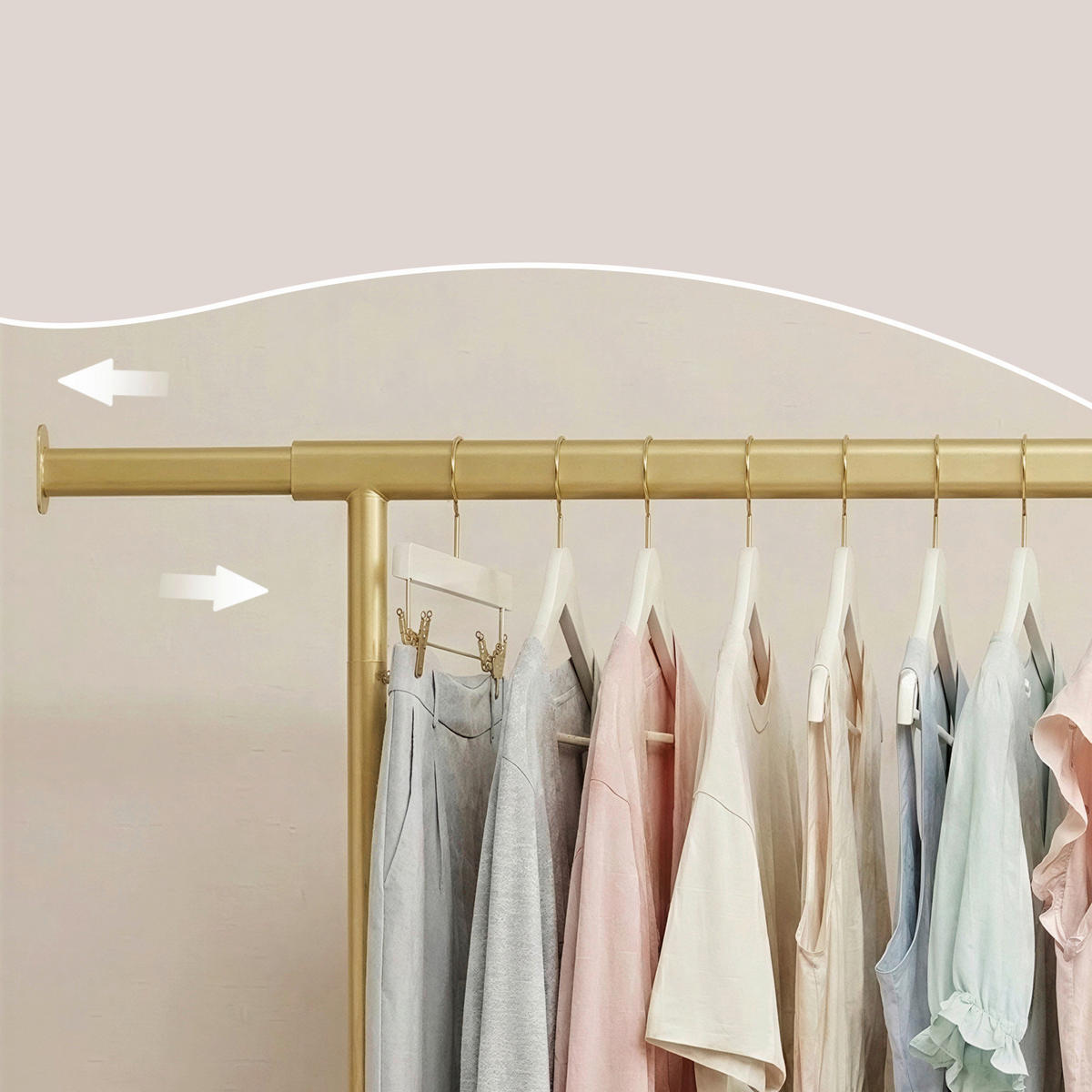 KLEIDERSTÄNDER in Goldfarben 92-132/161,5/45 cm   - Goldfarben, Trend, Kunststoff/Metall (92-132/161,5/45cm) - Boxxx