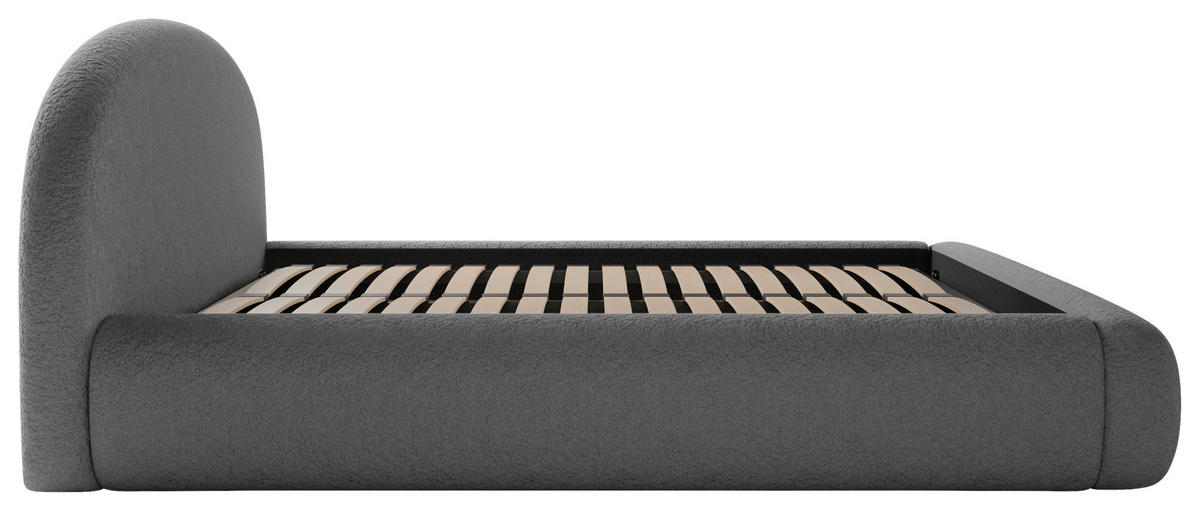 POLSTERBETT 180/200 cm,  in Dunkelgrau, gepolstertes Kopfteil, Lattenrost, Bettkasten,  - Dunkelgrau/Schwarz, Design, Holz/Textil (180/200cm) - Chameo