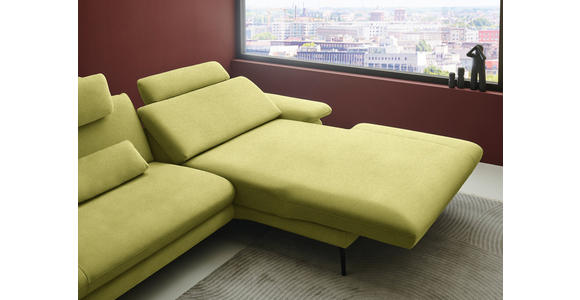 ECKSOFA  in Chenille, Flachgewebe Hellgrün Rücken echt  284/180 cm  - Schwarz/Hellgrün, Design, Textil/Metall (284/180cm) - Dieter Knoll