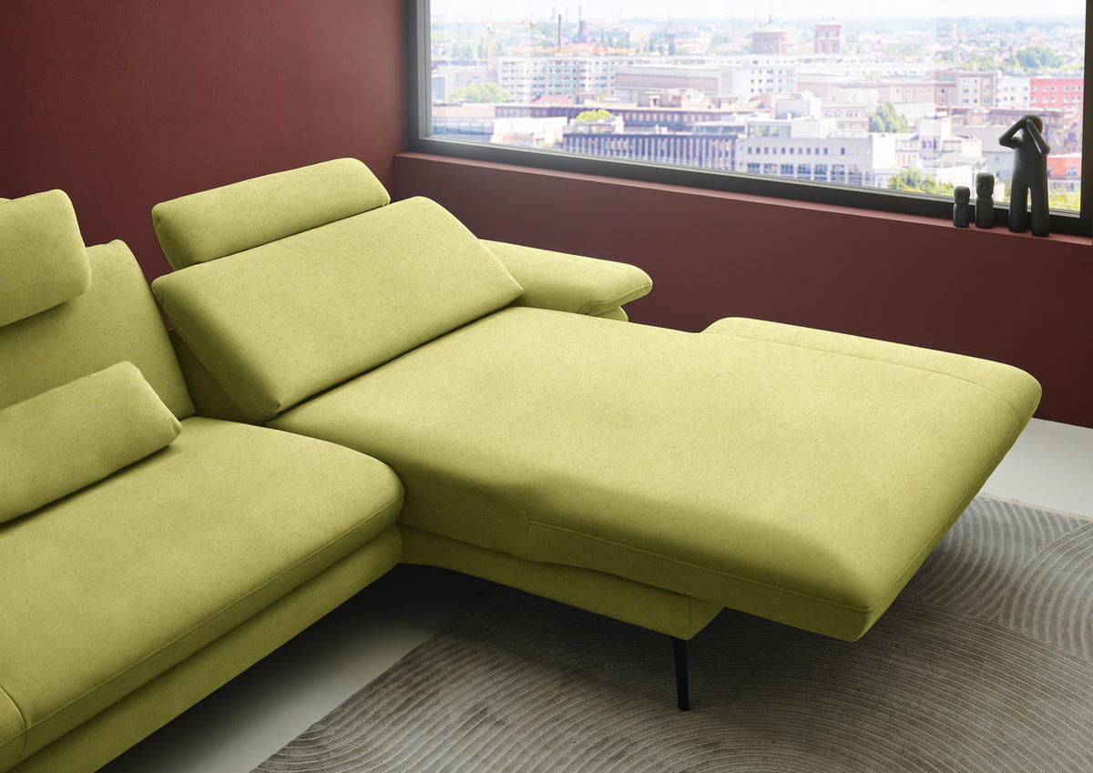 ECKSOFA  in Chenille, Flachgewebe Hellgrün  284/180 cm  - Schwarz/Hellgrün, Design, Textil/Metall (284/180cm) - Dieter Knoll