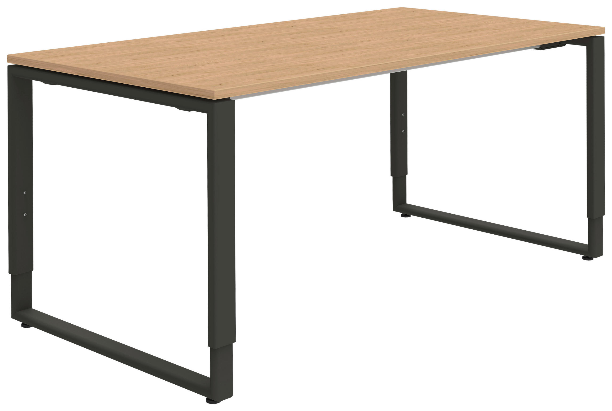 SCHREIBTISCH 160/80/68-82 cm  in Anthrazit, Hickory  - Anthrazit/Hickory, Design, Holzwerkstoff/Metall (160/80/68-82cm) - Moderano