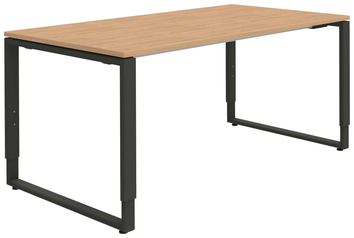 SCHREIBTISCH 160/80/68-82 cm  in Anthrazit, Hickory  - Anthrazit/Hickory, Design, Holzwerkstoff/Metall (160/80/68-82cm) - Moderano