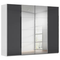 SCHWEBETÜRENSCHRANK 271/235/68 cm,  in Schwarz, Seidengrau, 4 Tür(en)  - Chromfarben/Seidengrau, Design, Glas/Holzwerkstoff (271/235/68cm) - Novel