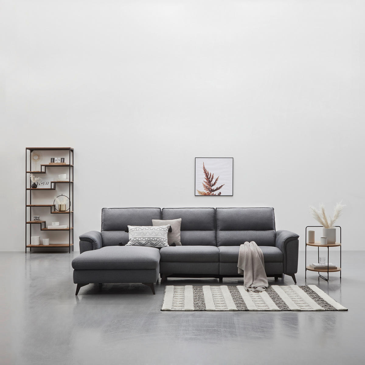 ECKSOFA Anthrazit Webstoff  - Anthrazit/Schwarz, Design, Textil/Metall (155/281cm) - Livetastic