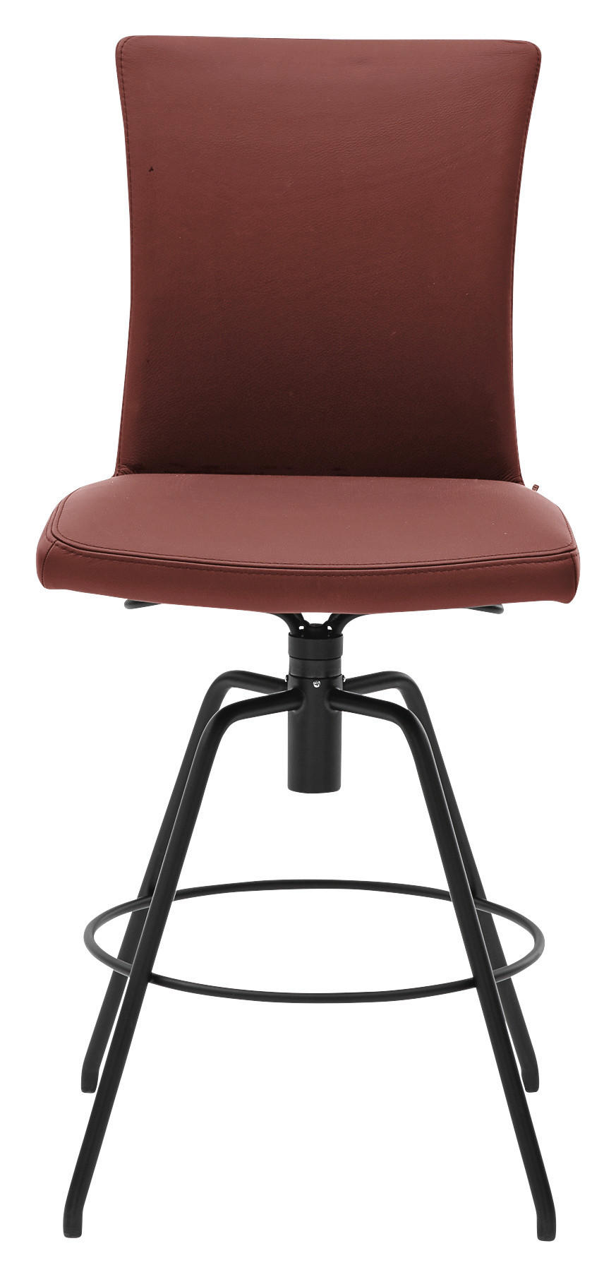 BARHOCKER Echtleder Rot, Schwarz Lederauswahl, Stoffauswahl, Typenauswahl, automatische Rückholfunktion  - Rot/Schwarz, Design, Leder/Metall (52/107/58cm) - Musterring