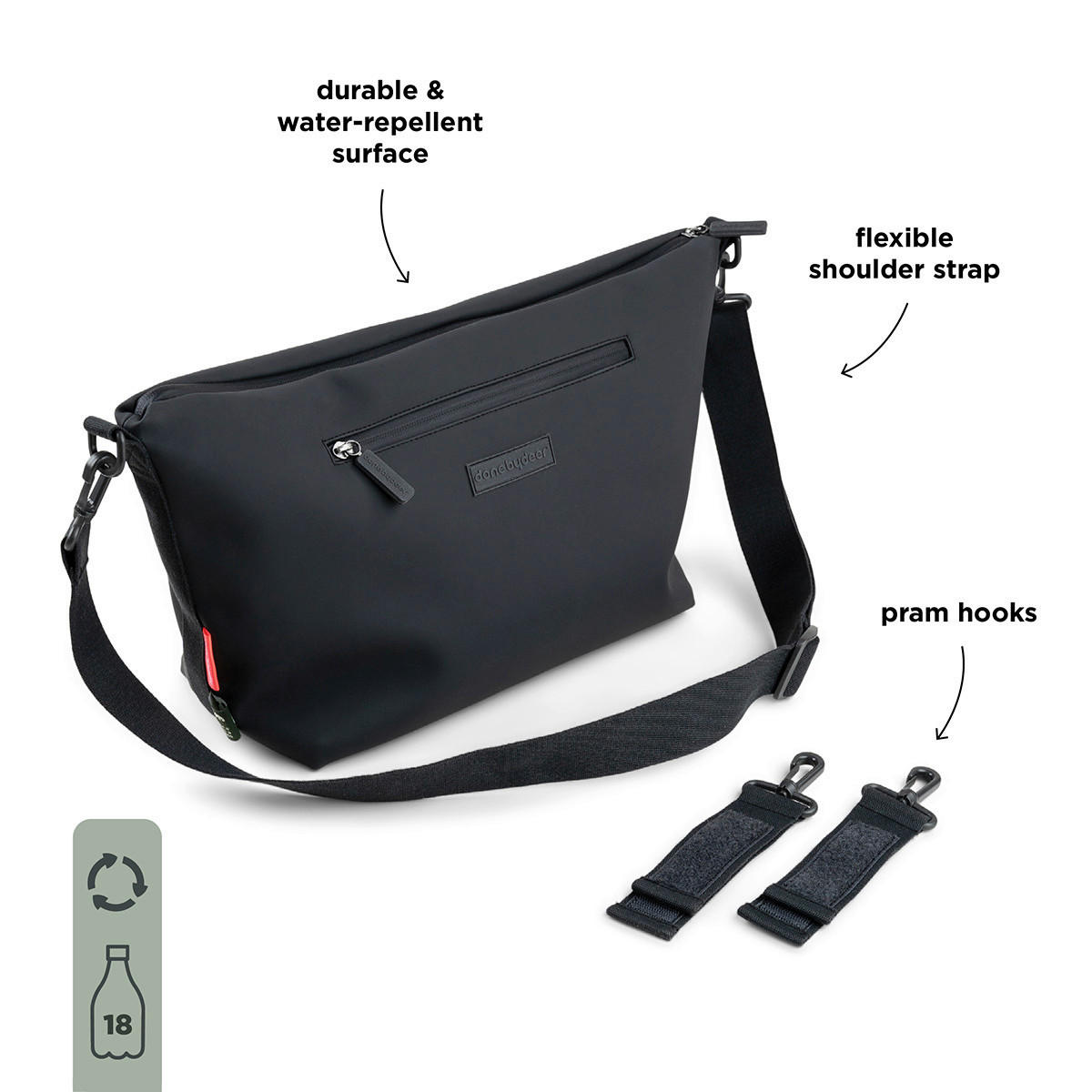 WICKELTASCHE  - Schwarz, Basics, Kunststoff/Textil (44/14/25cm)